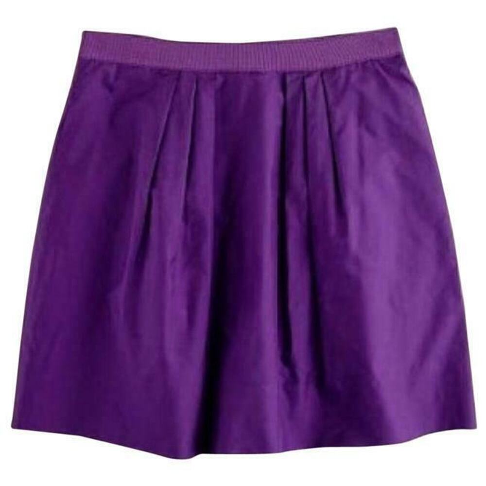 J.Crew Marvelle Purple Silk Taffeta Pleated Mini Skirt‎ Pockets Tulle Underlay 0